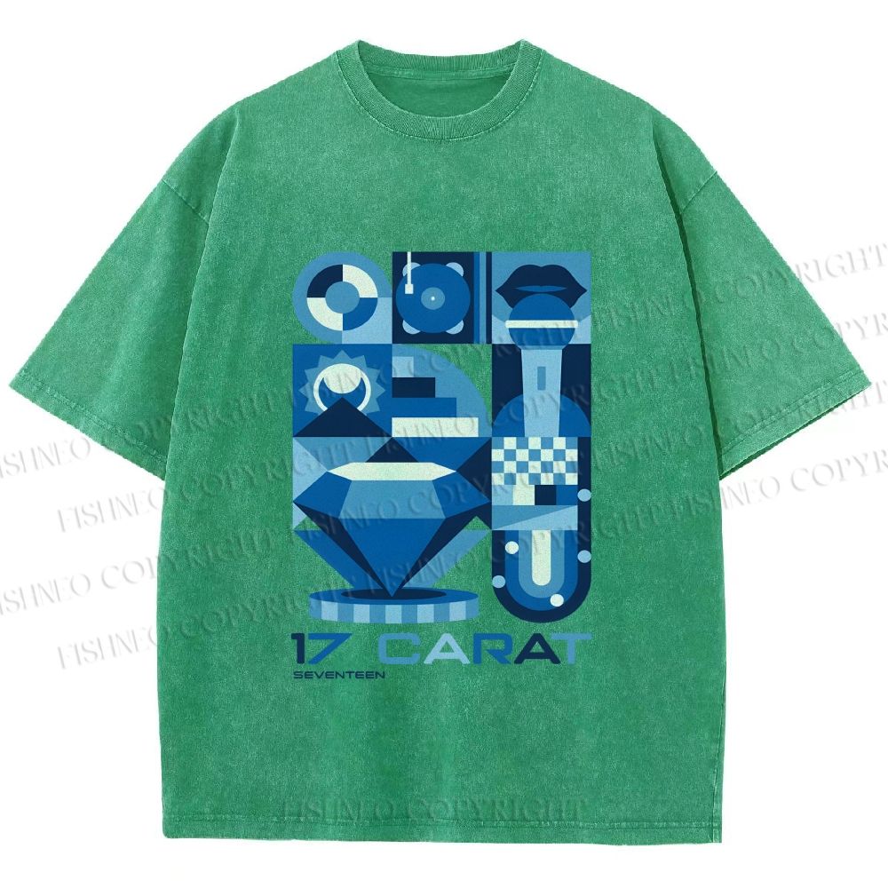 Unisex Blue Diamond Bauhaus Design Printed Washed Tee