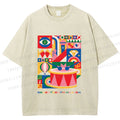 Unisex Pink Drum Bauhaus Design Printed Washed Tee