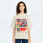 Unisex Pink Drum Bauhaus Design Printed Washed Tee