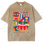 Unisex Pink Drum Bauhaus Design Printed Washed Tee