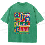 Unisex Pink Drum Bauhaus Design Printed Washed Tee