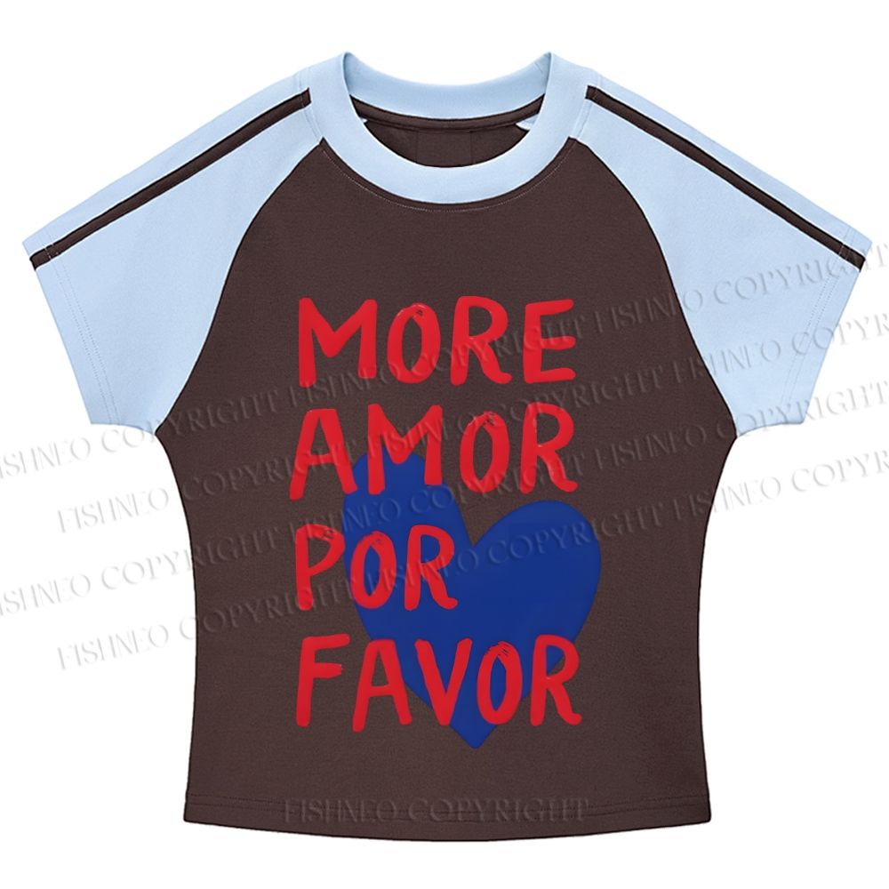 More Amor Por Favor Hot girl color-blocked striped raglan sleeve short sleeve
