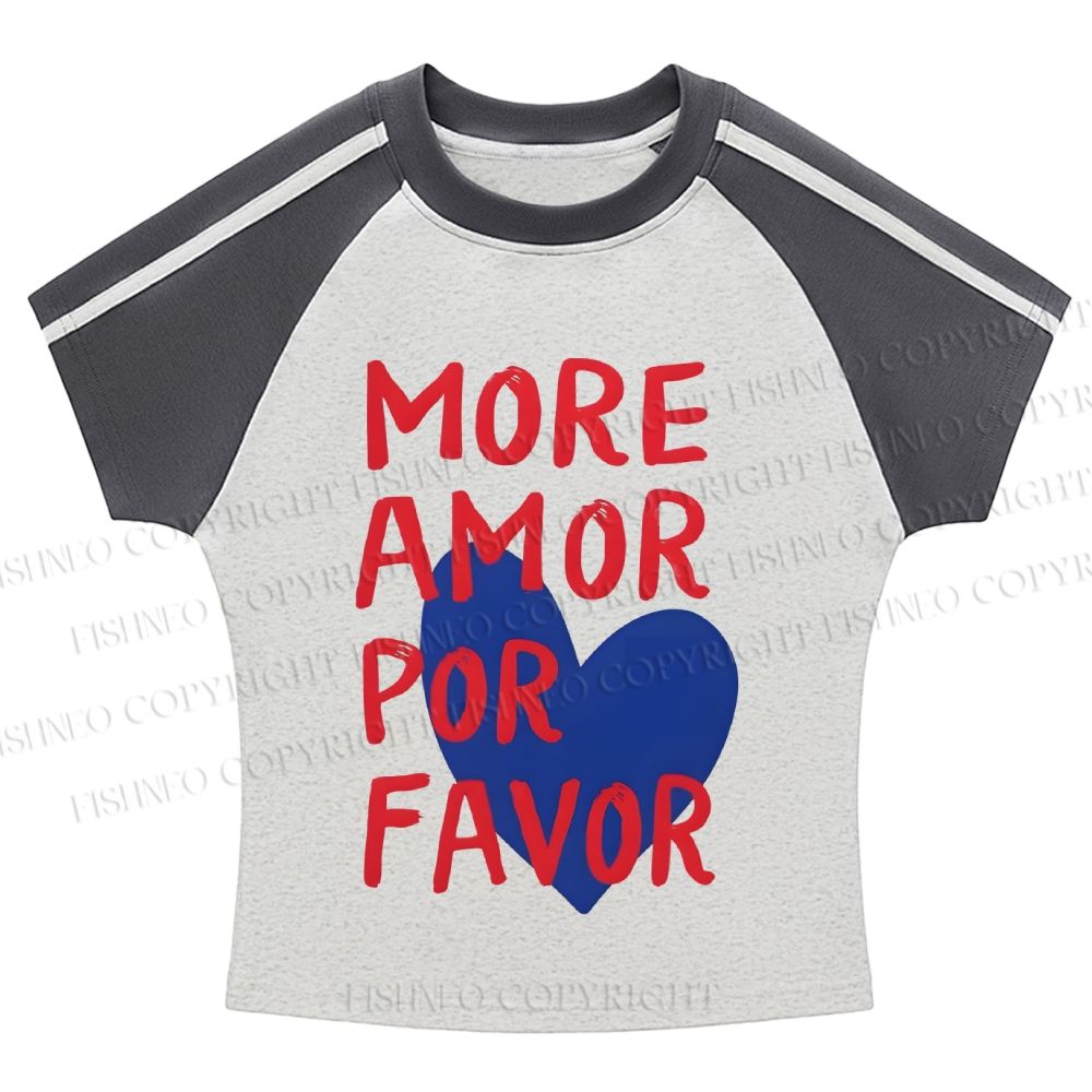 More Amor Por Favor Hot girl color-blocked striped raglan sleeve short sleeve
