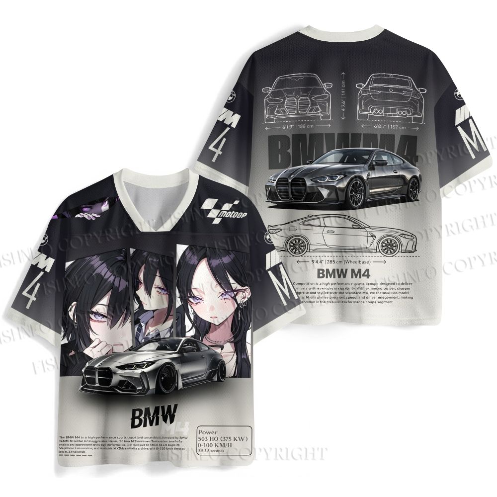 BMW M4 Anime Girl Printed Jersey Shirts