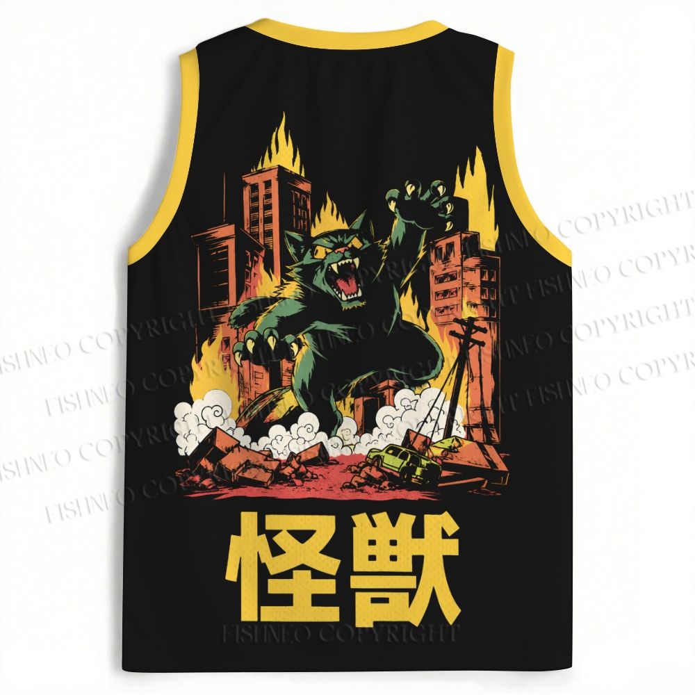Japanese Cat Monster Attack the City Jersey Tank