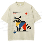 Unisex Bauhaus Raccoon Printed Washed Tee