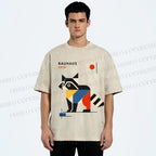 Unisex Bauhaus Raccoon Printed Washed Tee
