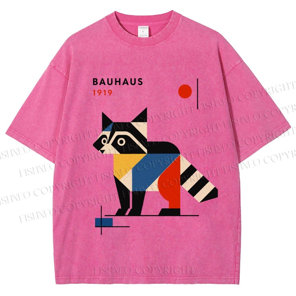 Unisex Bauhaus Raccoon Printed Washed Tee