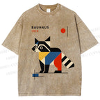 Unisex Bauhaus Raccoon Printed Washed Tee