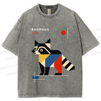 Unisex Bauhaus Raccoon Printed Washed Tee
