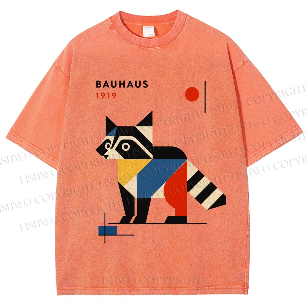 Unisex Bauhaus Raccoon Printed Washed Tee