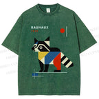 Unisex Bauhaus Raccoon Printed Washed Tee