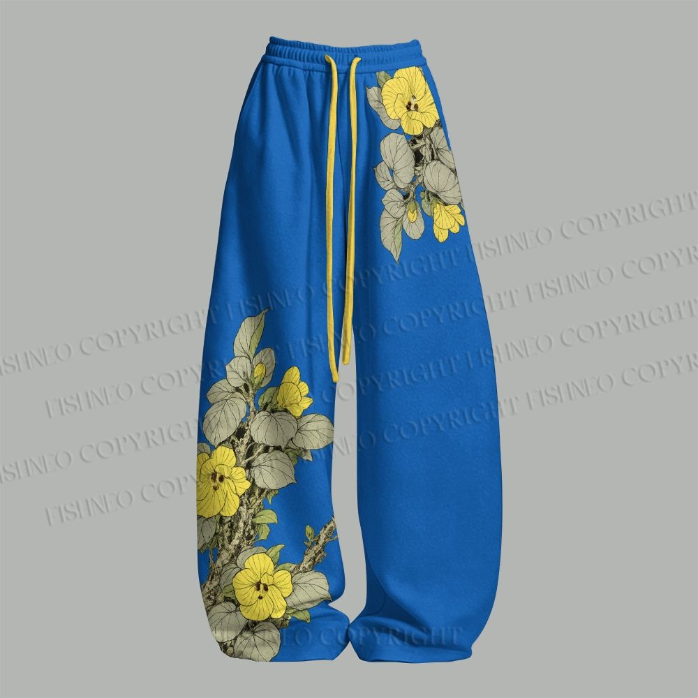 Two Birds With Yellow Flowers Top & Elasticated Trousers Two-Piece Set