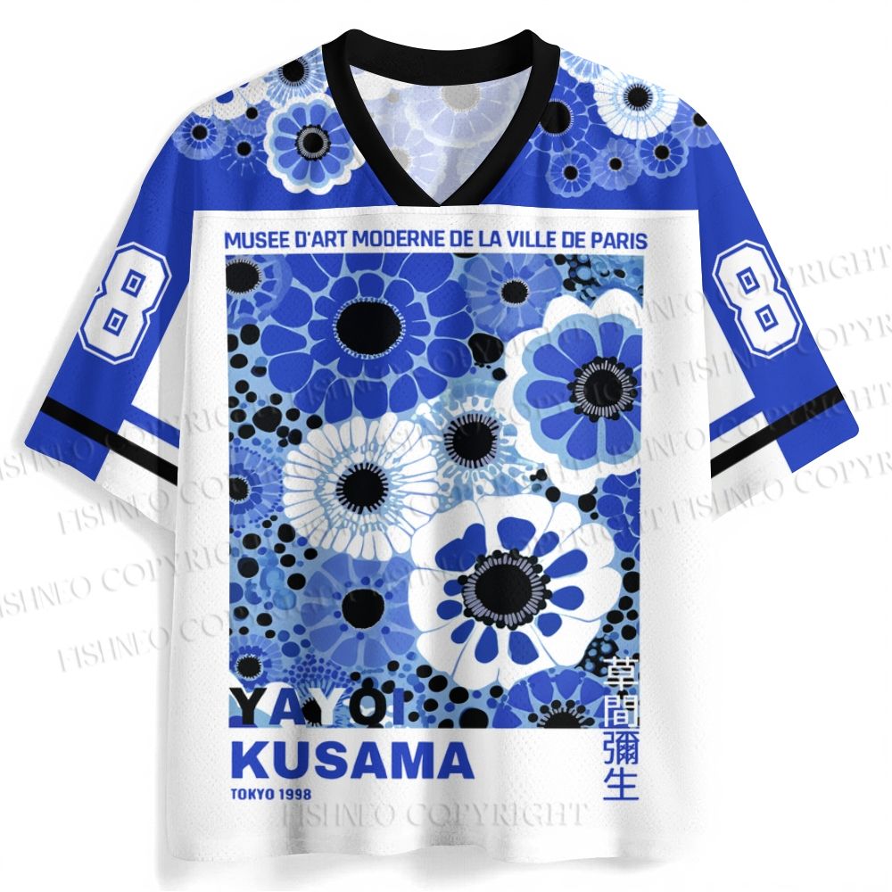 Yayoi Kusama Blue Flowers Jersey Shirts