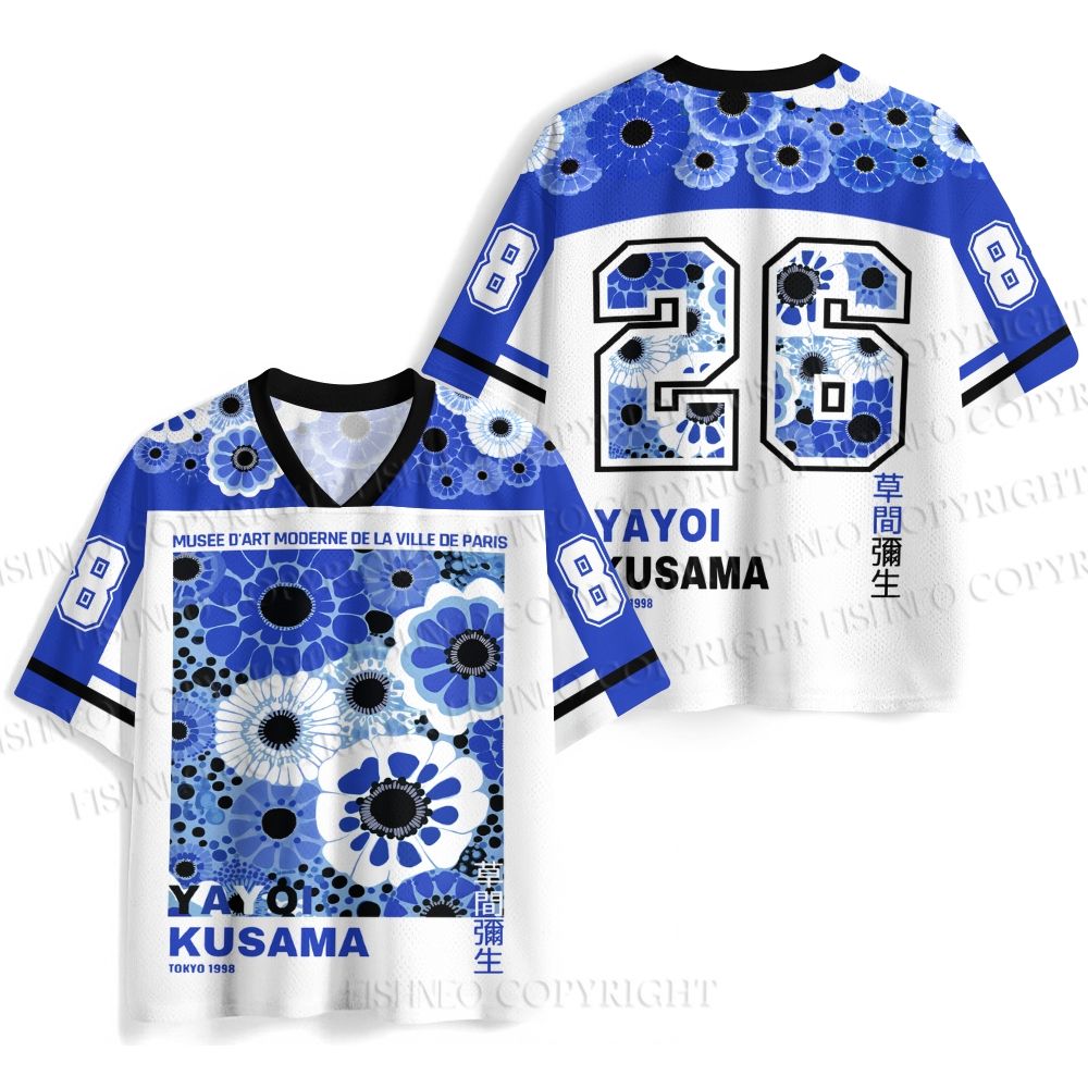 Yayoi Kusama Blue Flowers Jersey Shirts