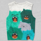 Unisex Singing Cats Printed Tank Top