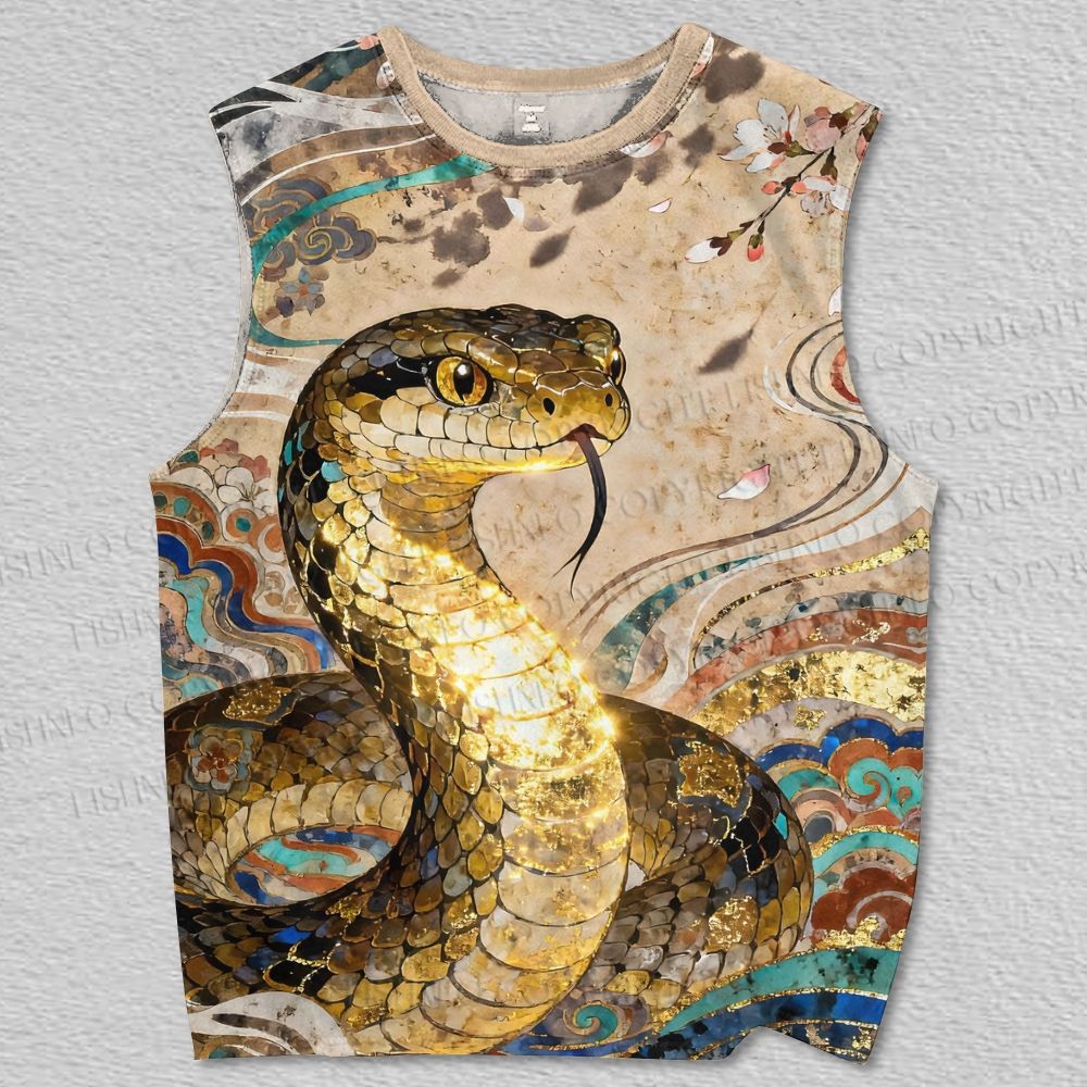Unisex Shiny Snake Printed Tank Top