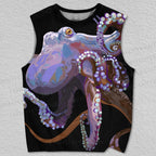 Unisex Purple Octopus in Night Printed Tank Top