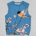 Unisex Vintage Bird on Sakura Printed Tank Top