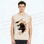 Unisex Honey Badger in Flame Printed Washed Tank Top