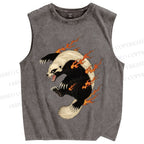 Unisex Honey Badger in Flame Printed Washed Tank Top