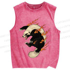 Unisex Honey Badger in Flame Printed Washed Tank Top