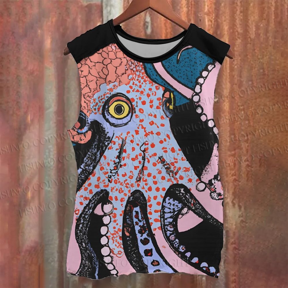 Unisex Casual Vintage Giant Octopus Printed Tank Top