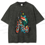 Unisex Tattoo Frog Printed Washed Tee