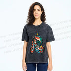 Unisex Tattoo Frog Printed Washed Tee