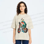 Unisex Tattoo Frog Printed Washed Tee