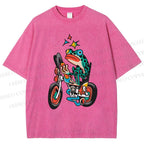 Unisex Tattoo Frog Printed Washed Tee