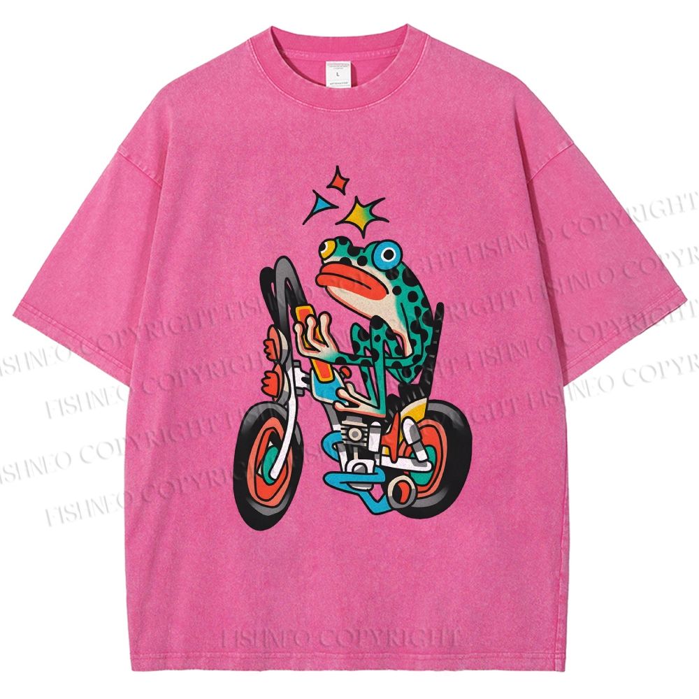 Unisex Tattoo Frog Printed Washed Tee