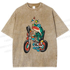 Unisex Tattoo Frog Printed Washed Tee