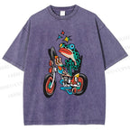 Unisex Tattoo Frog Printed Washed Tee