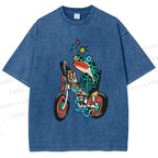 Unisex Tattoo Frog Printed Washed Tee