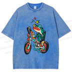Unisex Tattoo Frog Printed Washed Tee