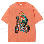 Unisex Tattoo Frog Printed Washed Tee