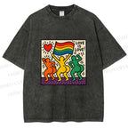 Unisex Love Is Love Printed Washed Tee