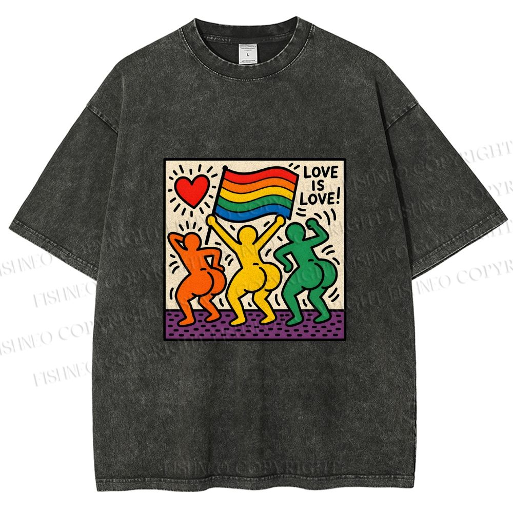 Unisex Love Is Love Printed Washed Tee