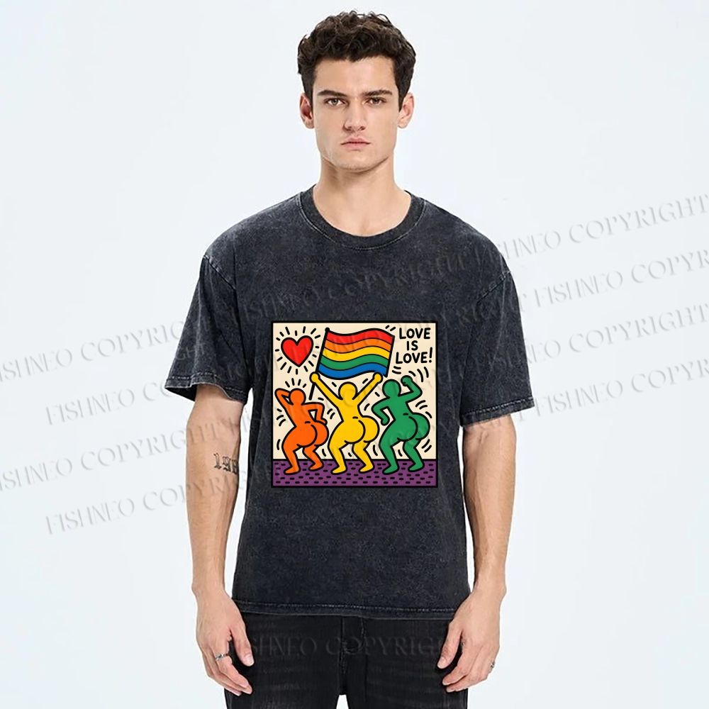 Unisex Love Is Love Printed Washed Tee