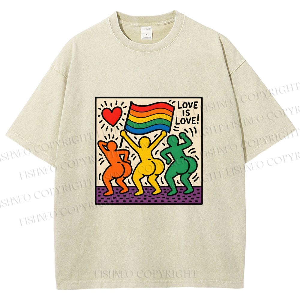 Unisex Love Is Love Printed Washed Tee