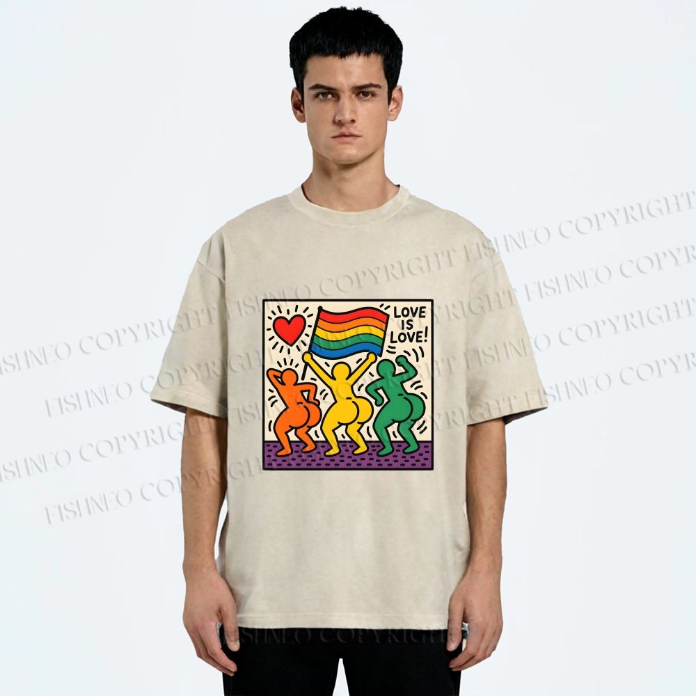 Unisex Love Is Love Printed Washed Tee