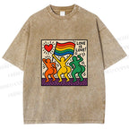 Unisex Love Is Love Printed Washed Tee