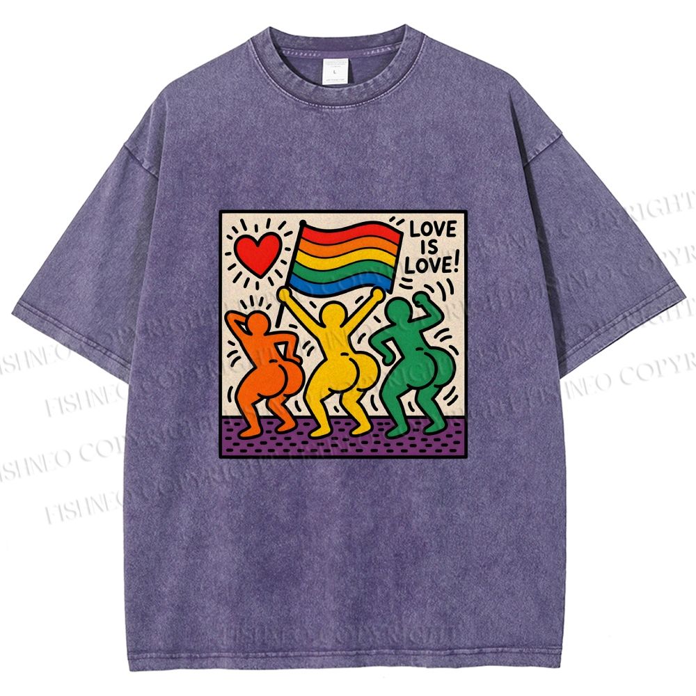 Unisex Love Is Love Printed Washed Tee
