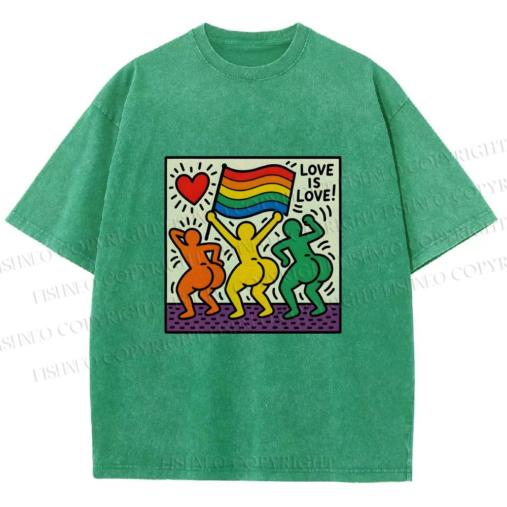 Unisex Love Is Love Printed Washed Tee