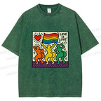 Unisex Love Is Love Printed Washed Tee