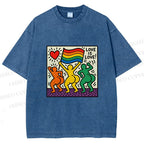 Unisex Love Is Love Printed Washed Tee