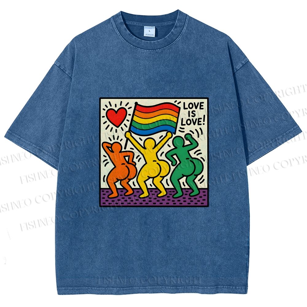 Unisex Love Is Love Printed Washed Tee