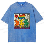 Unisex Love Is Love Printed Washed Tee