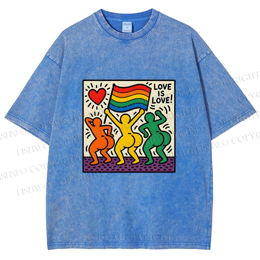 Unisex Love Is Love Printed Washed Tee